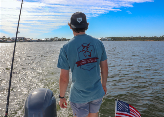 Ice Blue Marlin Pocket Tee