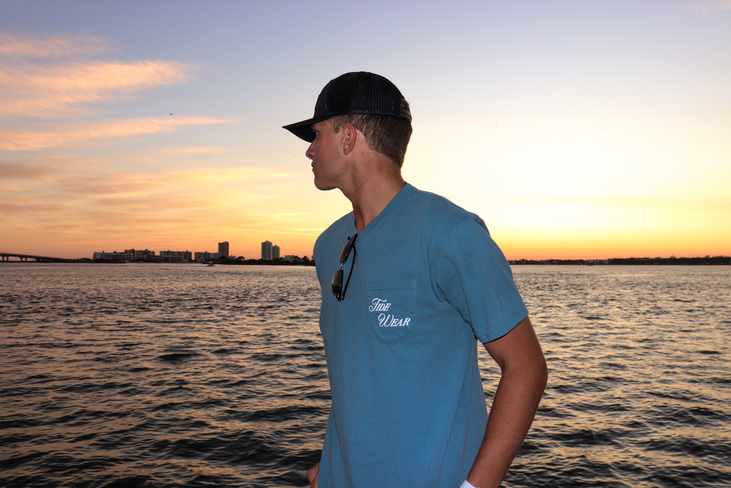 Ice Blue Marlin Pocket Tee